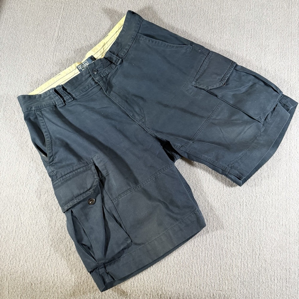 Polo Ralph Lauren Cargo‎ Shorts Mens 35 Blue Logo Vintage 90s Y2K
